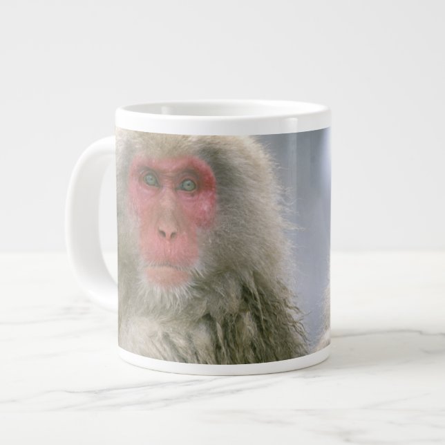 Snow Monkey Couple, Japanese Macaque, Large Coffee Mug (Front Left)