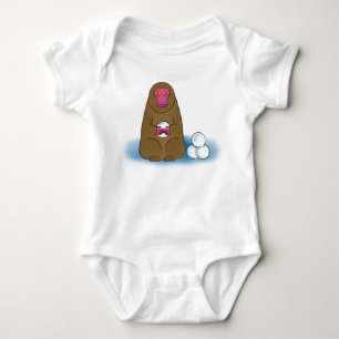 Snow Monkey Snowball Fighter Baby Bodysuit