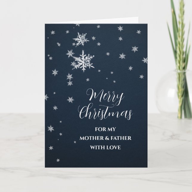 Snow Mother and Father Merry Christmas Card (Front)