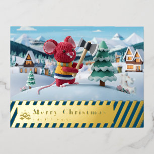 snow mountain red mouse post card D