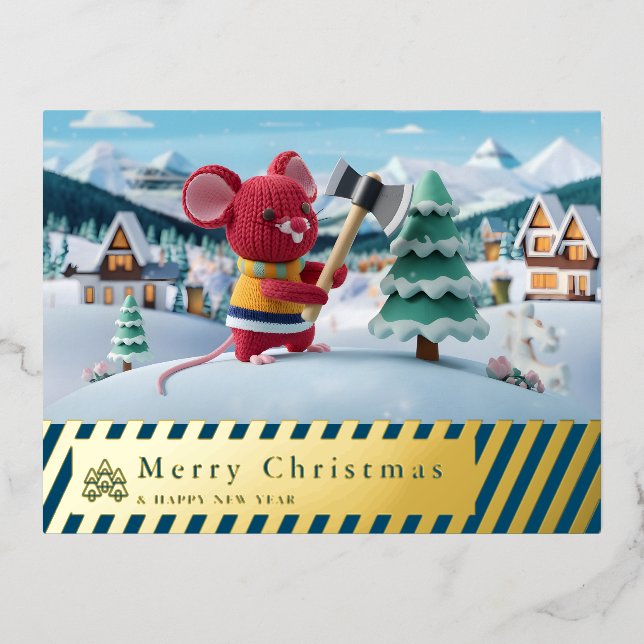 snow mountain red mouse post card D (Front)