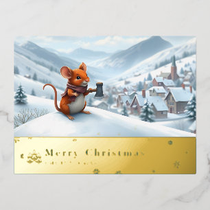 snow mountain red mouse post card J