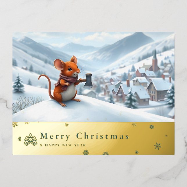 snow mountain red mouse post card J (Front)