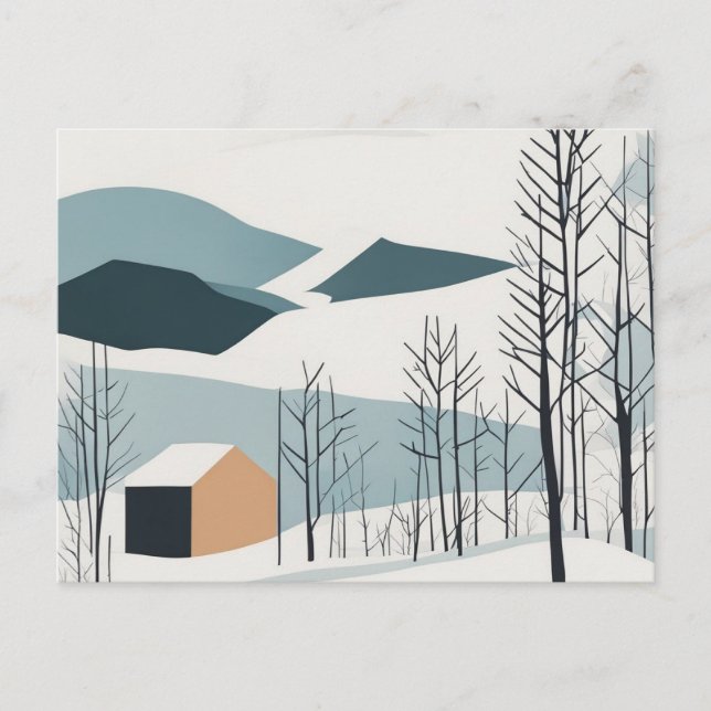 Snow Mountains Abstract Postcard Winter Holidays (Front)