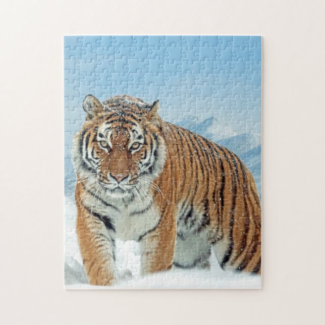 Snow Mountains Animal Photo Tiger Winter Jigsaw Puzzle (Vertical)