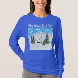 Snow Mountains Long-Sleeved Blue T-Shirt