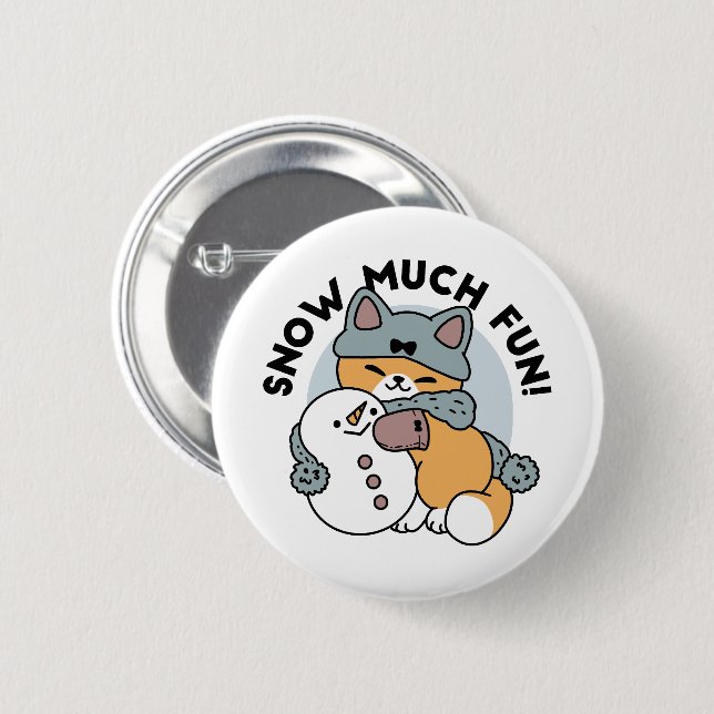 Snow Much Fun Cat Winter Holiday Design 2 Inch Round Button (Front & Back)