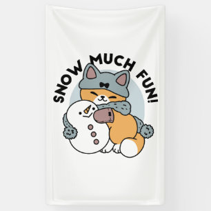 Snow Much Fun Cat Winter Holiday Design Banner