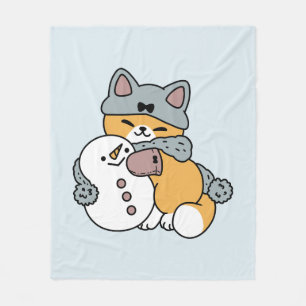 Snow Much Fun Cat Winter Holiday Design Fleece Blanket