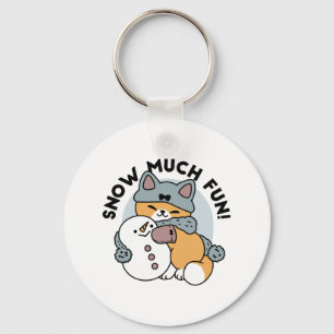 Snow Much Fun Cat Winter Holiday Design Keychain