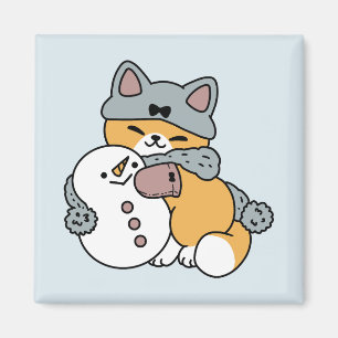 Snow Much Fun Cat Winter Holiday Design Magnet