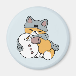 Snow Much Fun Cat Winter Holiday Design Magnet