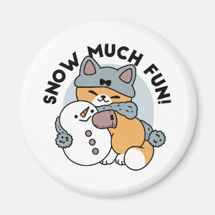 Snow Much Fun Cat Winter Holiday Design Magnet