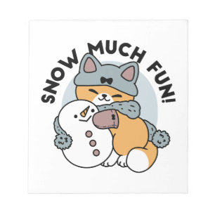 Snow Much Fun Cat Winter Holiday Design Notepad