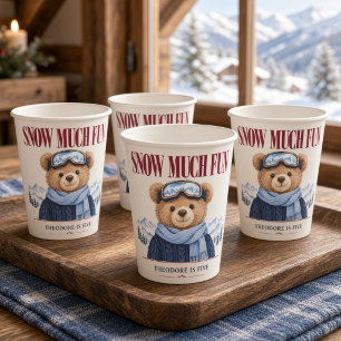 Snow Much Fun Ski Teddy Bear Birthday  Paper Cups
