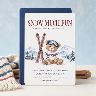 Snow Much Fun Ski Teddy Bear Invitation