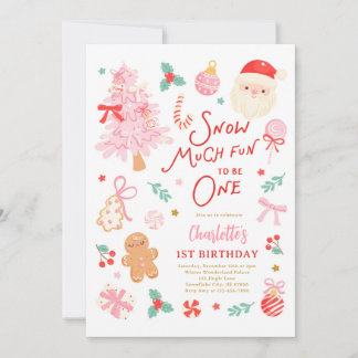 Snow Much Fun To Be One Christmas 1st Birthday Invitation