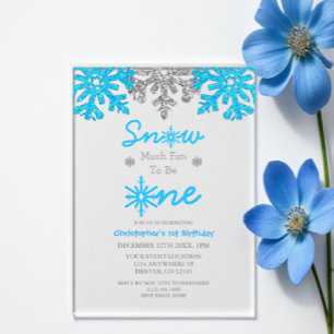 Snow Much Fun To Be One Winter 1st Birthday Acrylic Invitations