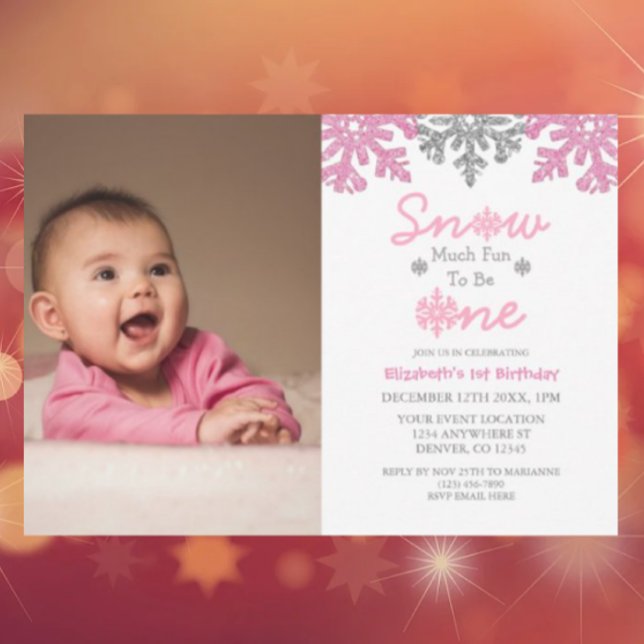 Snow Much Fun To Be One Winter 1st Birthday Invitation (Creator Uploaded)