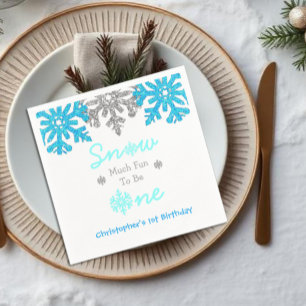Snow Much Fun To Be One Winter 1st Birthday Napkin