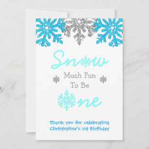 Snow Much Fun To Be One Winter 1st Birthday Thank You Card