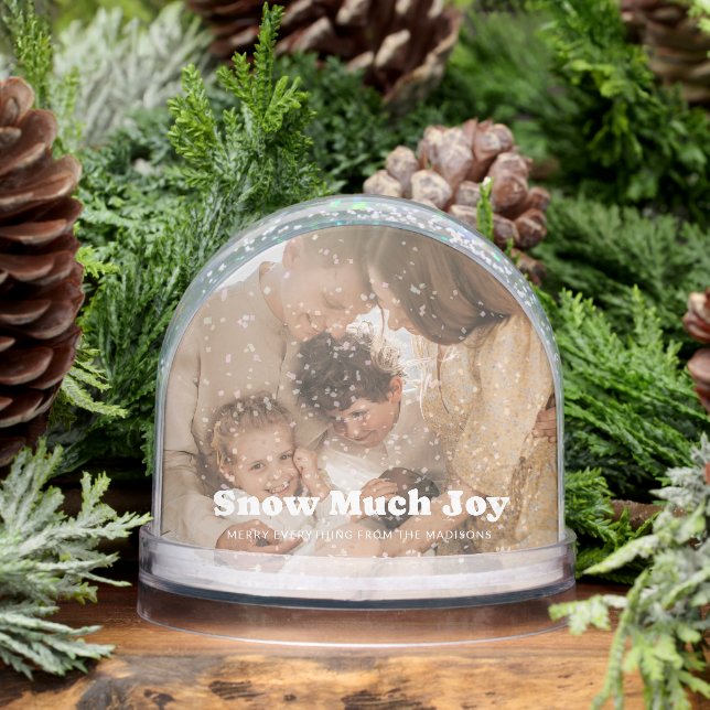 Snow Much Joy Playful Quote Photo Snowglobe (Winter)