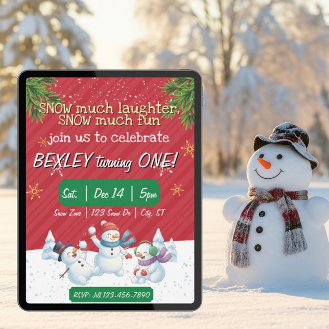 Snow much laughter Snow much Fun, 1st Birthday Invitation (Creator Uploaded)