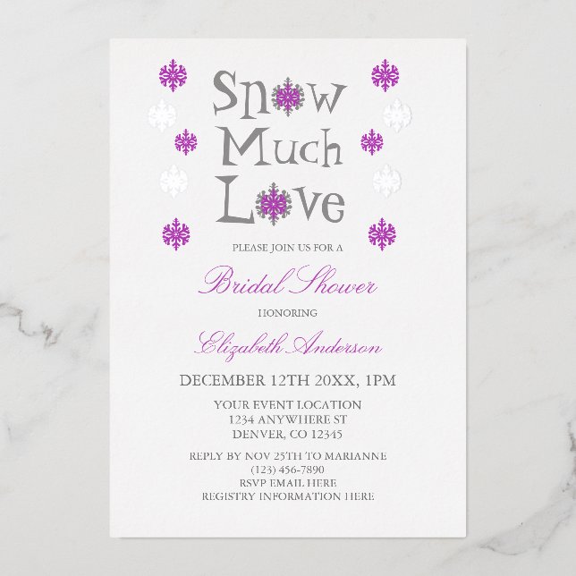 Snow Much Love Snowflake Winter Bridal Shower (Front)