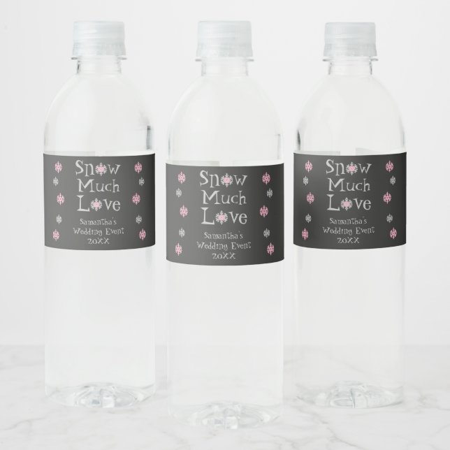 Snow Much Love Wedding Event Water Bottle Label (Bottles)