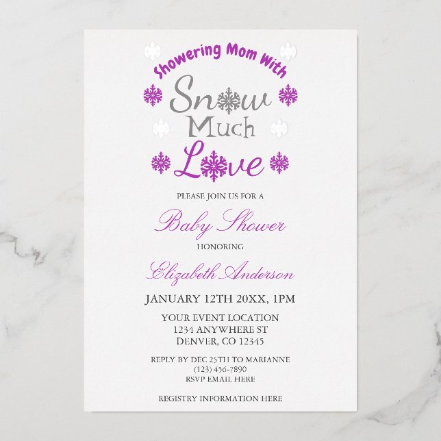 Snow Much Love Winter Snowflake Baby Shower (Front)