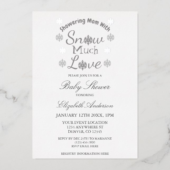 Snow Much Love Winter Snowflake Baby Shower (Front)