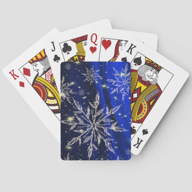 Snow on blue background playing cards (Back)