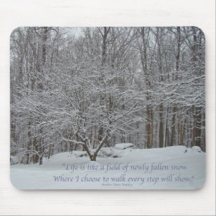 Snow on Dogwood Tree Quote Denis Waitley Mouse Pad