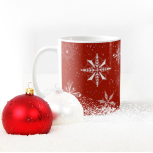 Snow on Red Canvas Coffee Mug