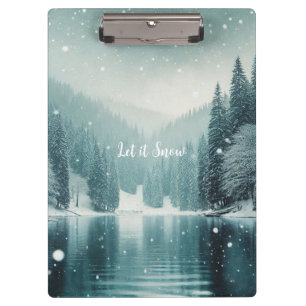 Snow on the winter, mountain lake clipboard