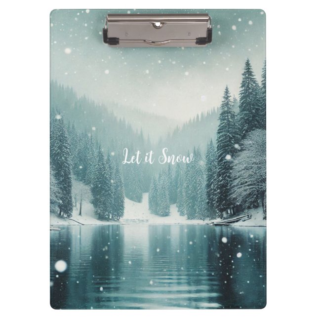 Snow on the winter, mountain lake clipboard (Front)