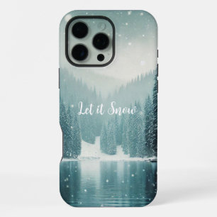 Snow on the winter, mountain lake iPhone 16 pro max case