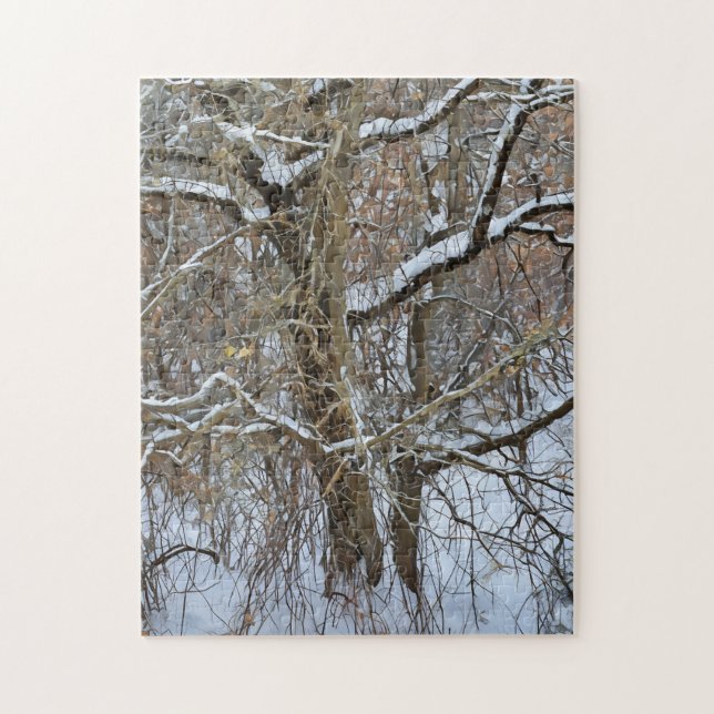 Snow on Tree Winter Art Nature Puzzle (Vertical)