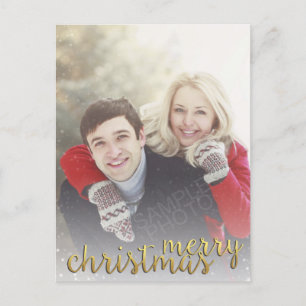 Snow Overlay Merry Christmas Post Card