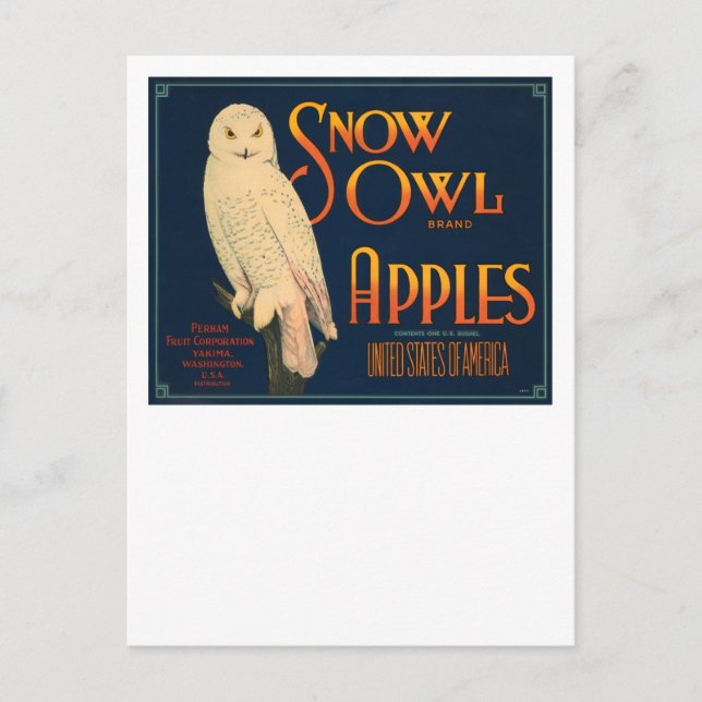Snow Owl Brand Apples Postcard (Front)