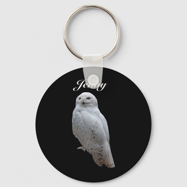 Snow Owl Personalized Keychain (Front)