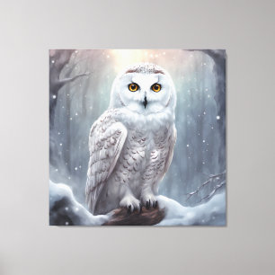 Snow Owl- Premium Wrapped Canvas (Gloss)