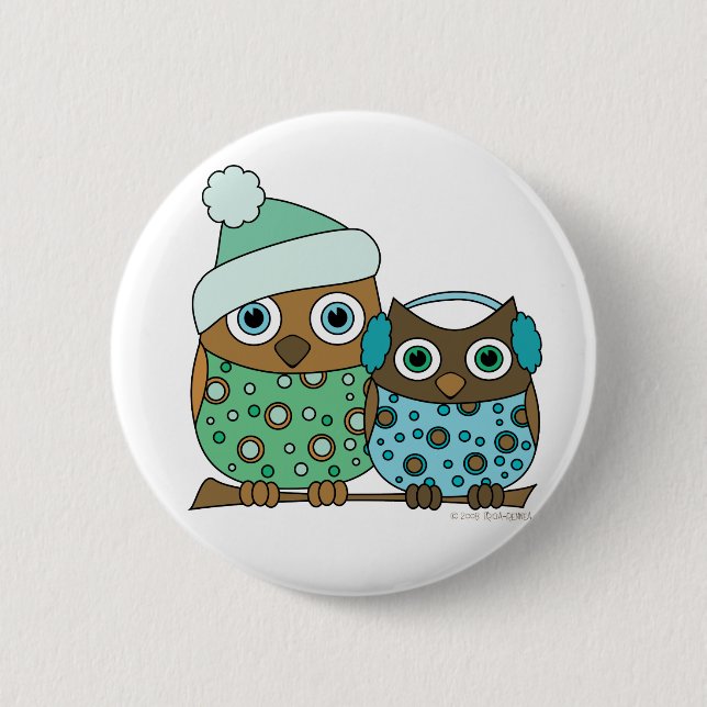 Snow Owls 2 Inch Round Button (Front)