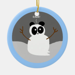Snow Panda Ceramic Ornament