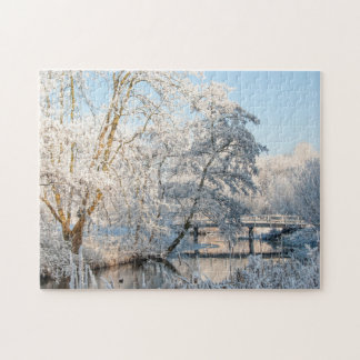 Snow Park Creek & Bridge, 252 pieces Jigsaw Puzzle