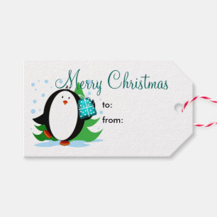 Snow Penguin Merry Christmas Gift Tags
