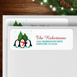 Snow Penguins Christmas Address Labels