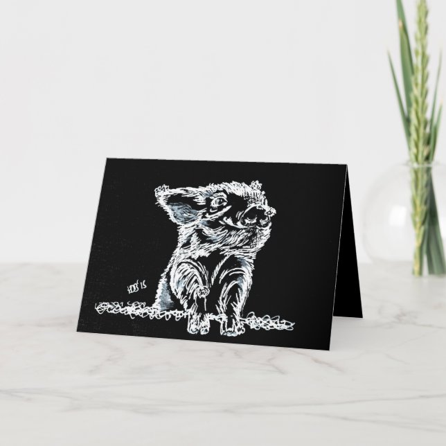 Snow Pig Holiday Card (Front)