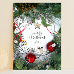 Snow Pine Cones Holly Merry Christmas Photo Holiday Card<br><div class="desc">This a collection of holiday foliage transformed into Holiday Card for you to send to your family,  friends or can also be used as a corporate card.</div>