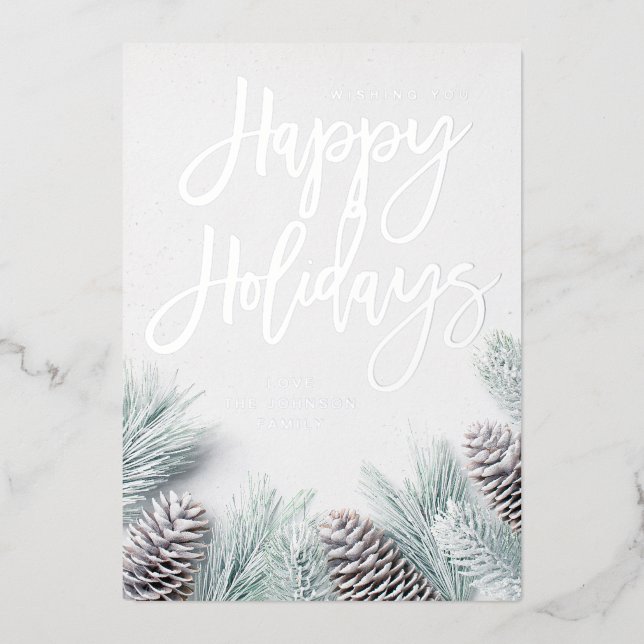 Snow Pine & Leaf Happy Holidays (Front)